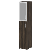 Шкаф высокий узкий правый (1 средний фасад ЛДСП + 1 низкий фасад стекло в раме) Yalta LT.SU-1.7 R L/R дуб мали